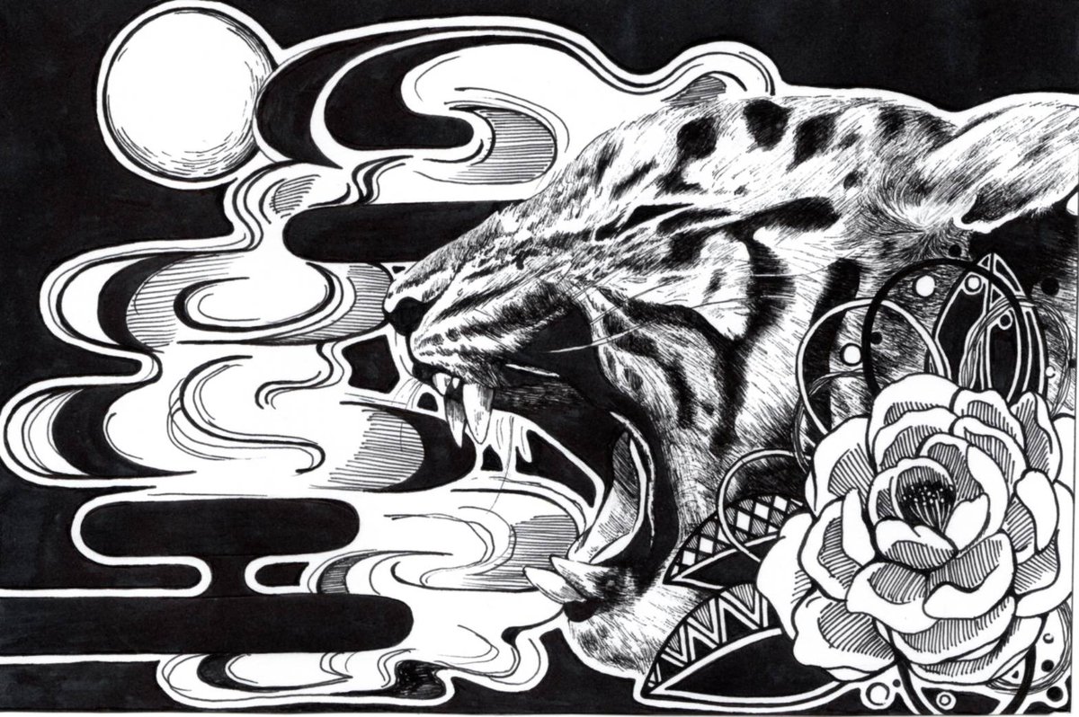 O_2hono3's tweet photo. 和風の虎さん🐯
#イラスト#ペン画#ペン画イラスト#動物画#動物イラスト#虎#Illust#illustration#wolf#モノクロイラスト#アナログイラスト#オリジナルイラスト https://t.co/3yMKZEWtgs