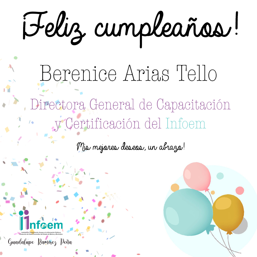 ¡Feliz cumpleaños, <a href="/Berecom3/">berenice arias</a>! 🥳 Te mando un abrazo muy grande, lleno de bendiciones y buenos deseos en este día tan especial.