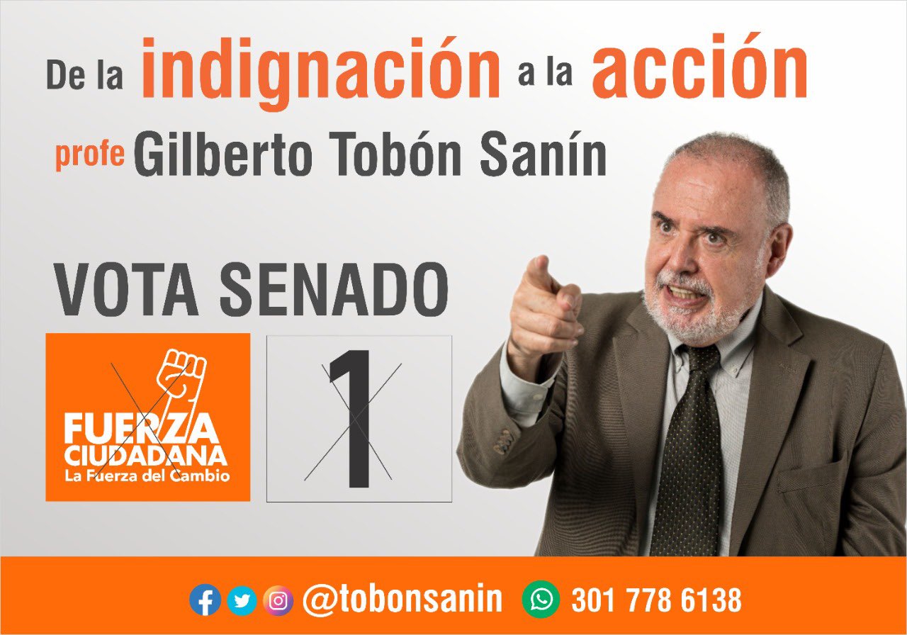 G. Tobón # 1 Fuerza Ciudadana on Twitter: "@lilicatadiaz Para llegar al  Senado necesito su voto de confianza, y especialmente que multiplique este  proyecto con su comunidad. Votemos bien, marcando este 13