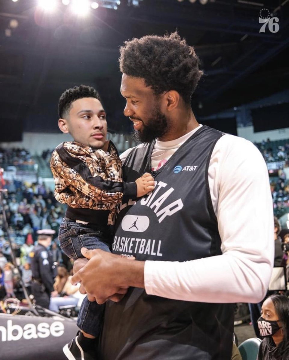 sixersjumper's tweet photo. Joel Embiid and his son https://t.co/b3mlpLVgDj