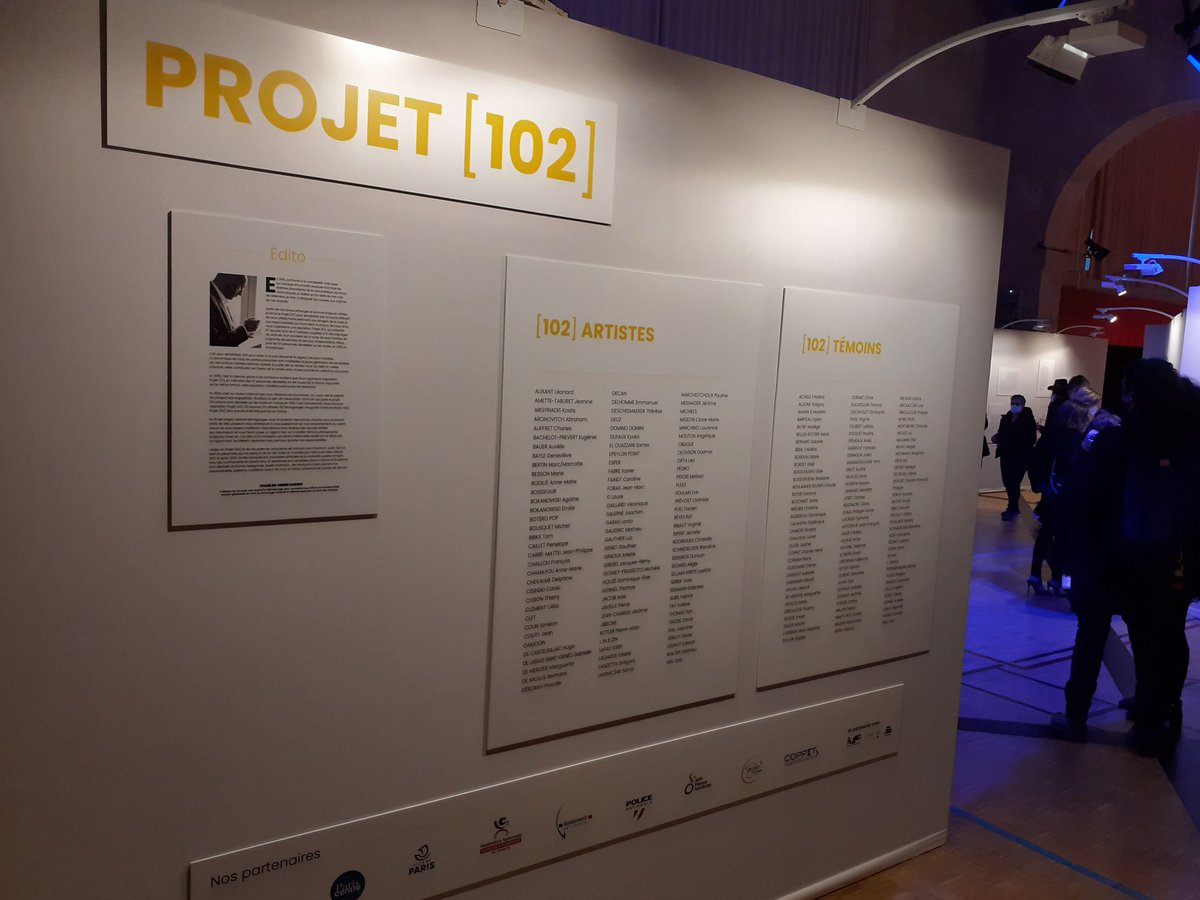 MDBIDF's tweet photo. Présents à l'ouverture de l'exposition #projet102 à la halle des blancs manteaux. 102 artistes et témoignages pour 102 enfants tués sur les routes en 2019. Visibiliser les victimes, c'est refuser l'indifference, c'est faire changer les comportements https://t.co/fuPBvudqrQ