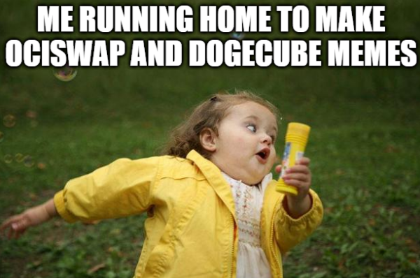 SharonWarthog's tweet photo. hehe #DOGEmeetsOCI #OCISWAP #DOGECUBE @Ociswap @Doge3_Cerby @piccoloinu @Radix_Inu $OCI $DGC https://t.co/dhRvus9q7F