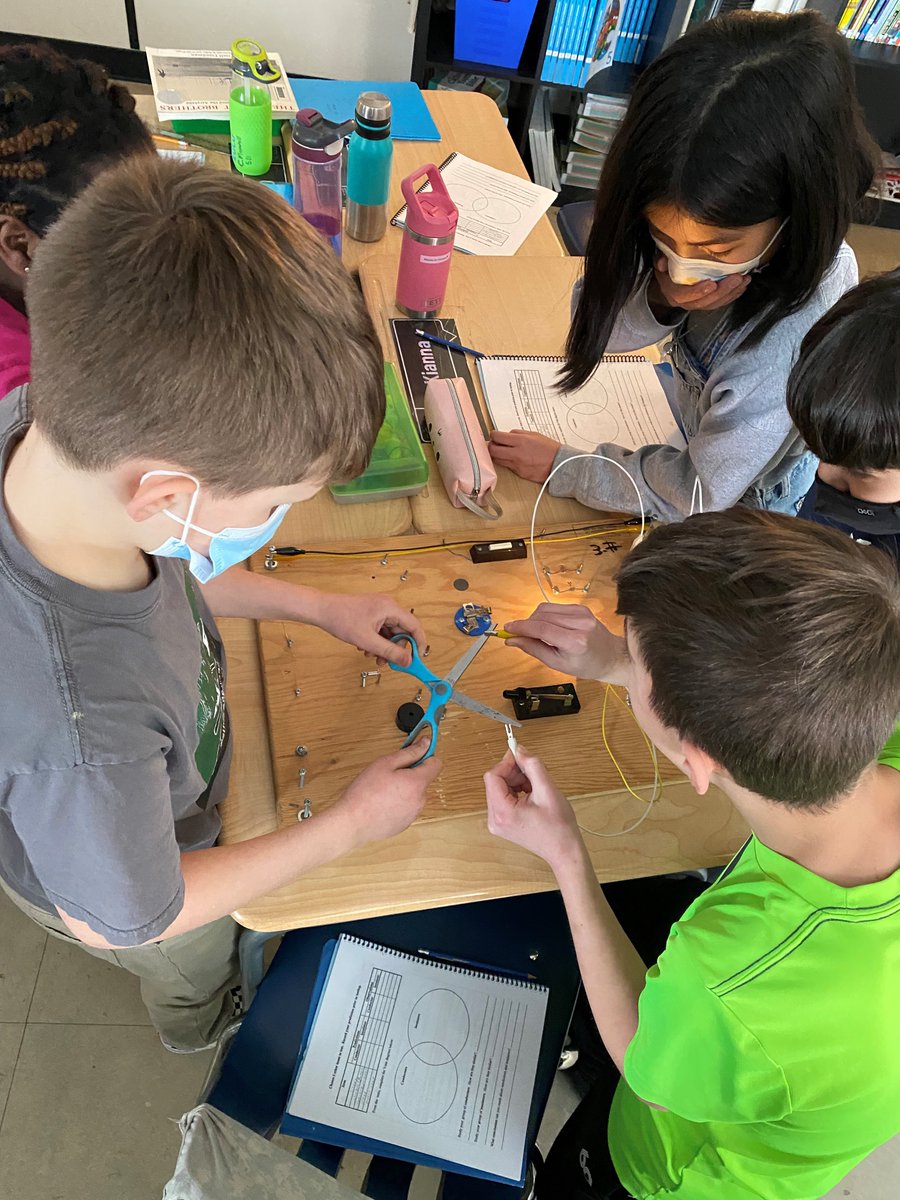 GoodShepherdECS's tweet photo. Students in 5B, Mr. St. Arnaud's homeroom, have been learning about conductors and insulators in their Electricity science unit. Now they are using their circuit boards to test a variety of materials to see whether they are electrical conductors or insulators. #ecsdfaithinspires https://t.co/OPx3IJKwHK