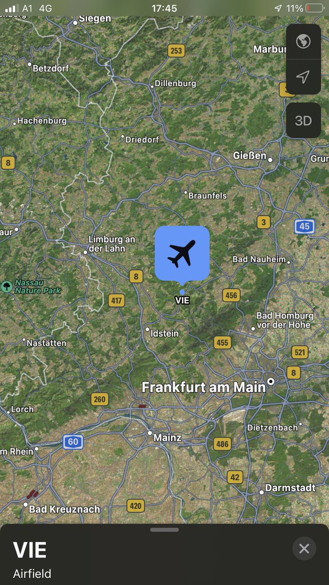 When Apple thinks that here is Vienna airport I feel worried about relying on my phone and relaxed that I won’t see AI being superior to humans. 
#apple #AI