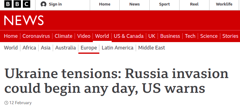 CR1337's tweet photo. Russia could start invasion any time. Since a longer time. According to mass media. https://t.co/B4KqxbteIg