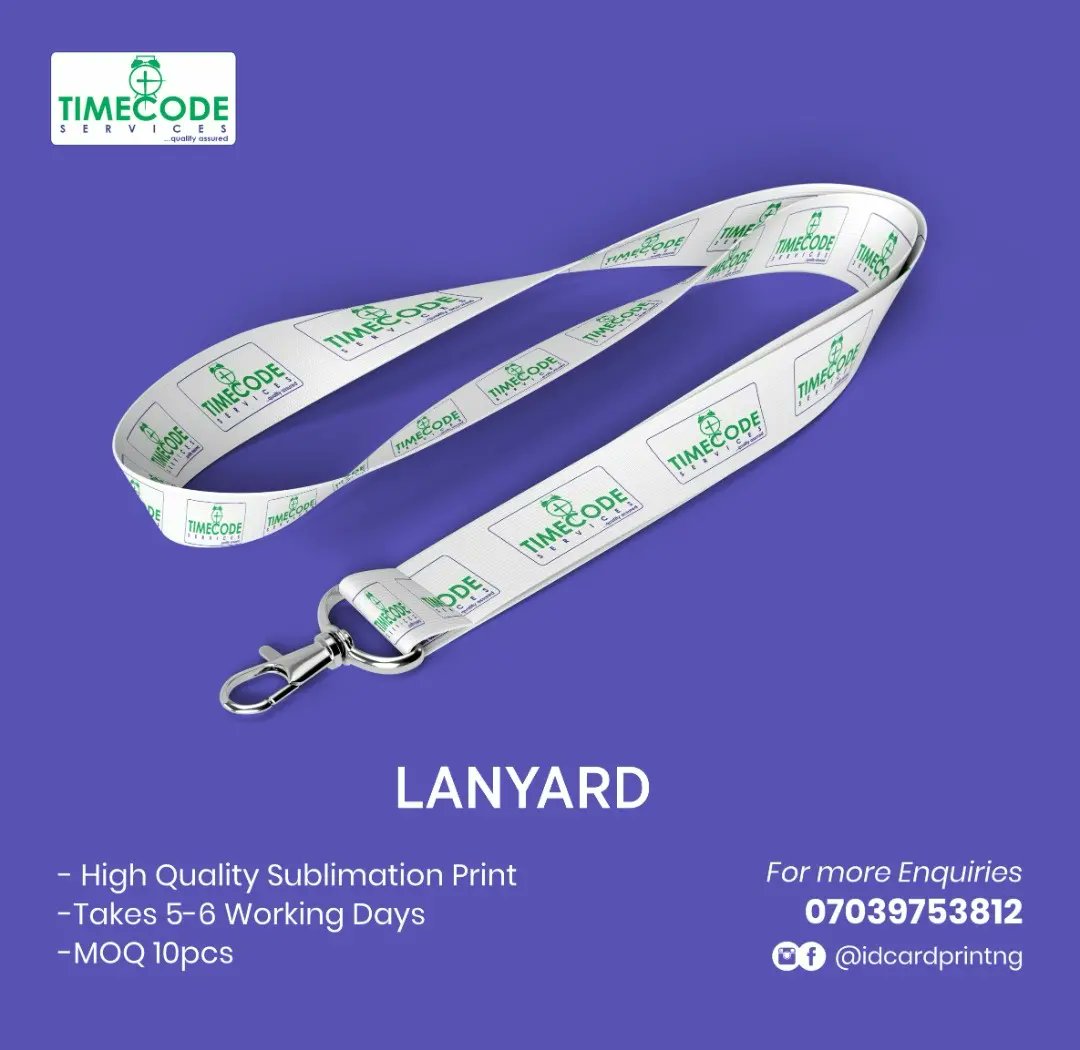 timecodesvcs's tweet image. #Corporate #lanyards are more than just a promotional tool. They help your team connect and represent your company in ways that are meaningful - helping to build a sense of camaraderie, pride and purpose.
Contact us now to get yours done.
Send a DM or call/WhatsApp 07039753812.