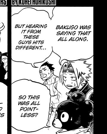 Well, screw you guys 🙄 especially Sato, he has been really annoying these last few arcs. He's there to talk for the Bakugo antis so Hori can prove them wrong but he should let it go already. 