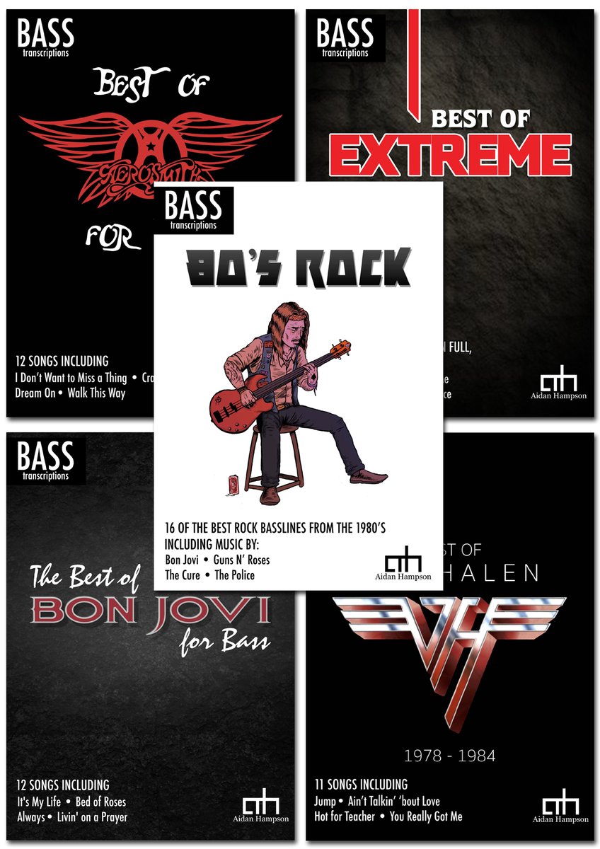 80's Rock Bass Books! Aerosmith, Bon Jovi, Van Halen &amp; Extreme! 4 New Bass Books + One Bundle! Check them out here ow.ly/AXXp50HZGf7