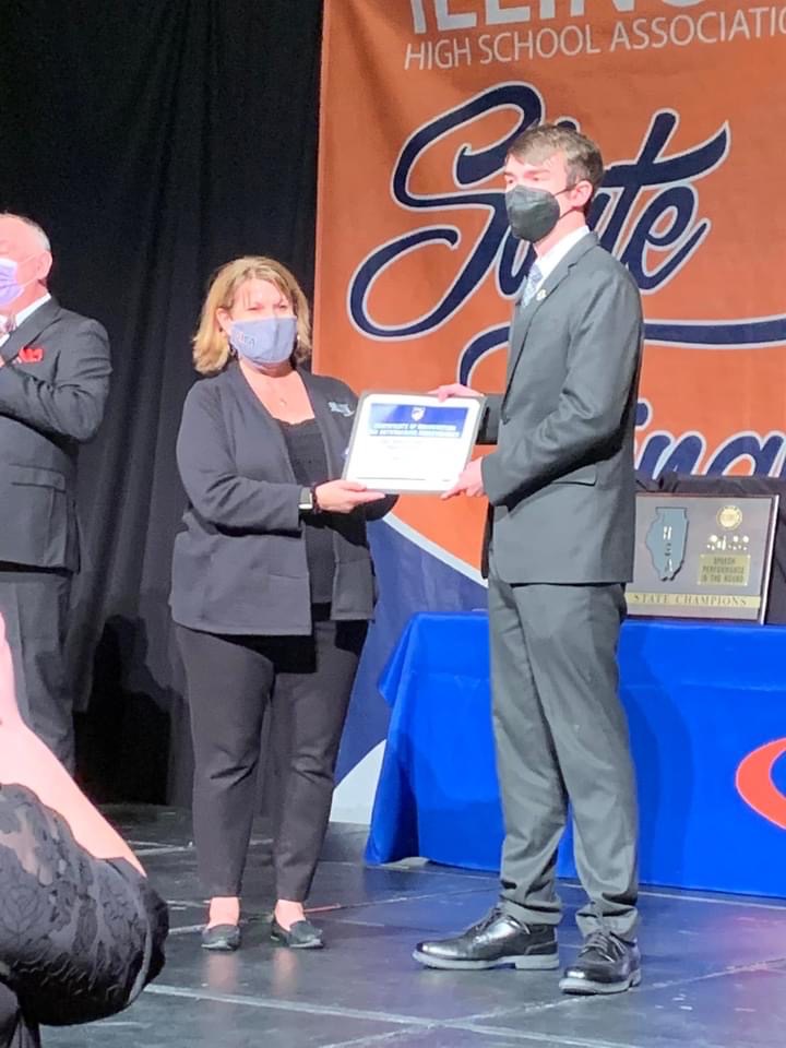 PCHS_Pirates's tweet photo. VANCE HERTTER competed at IHSA State Speech Competition &amp; won 6th place in Impromptu Speaking! He was also awarded the Heart of the Arts award. Vance will be representing Illinois for the national award as chosen by the IHSA for exemplifying the positive ideals of performing arts https://t.co/Nxdb9RYlnv