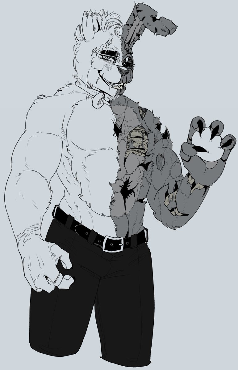It’s gonna be a collage but- I simply can’t wait to show y’all 😂 so here’s the first drawing. He might show up in the comic so, there he is with the Two-Faced aesthetic, SpringTrap. Lmao CEOtrap 😂 he’s ‘technically’ owner of the company 🙄.. so why not.