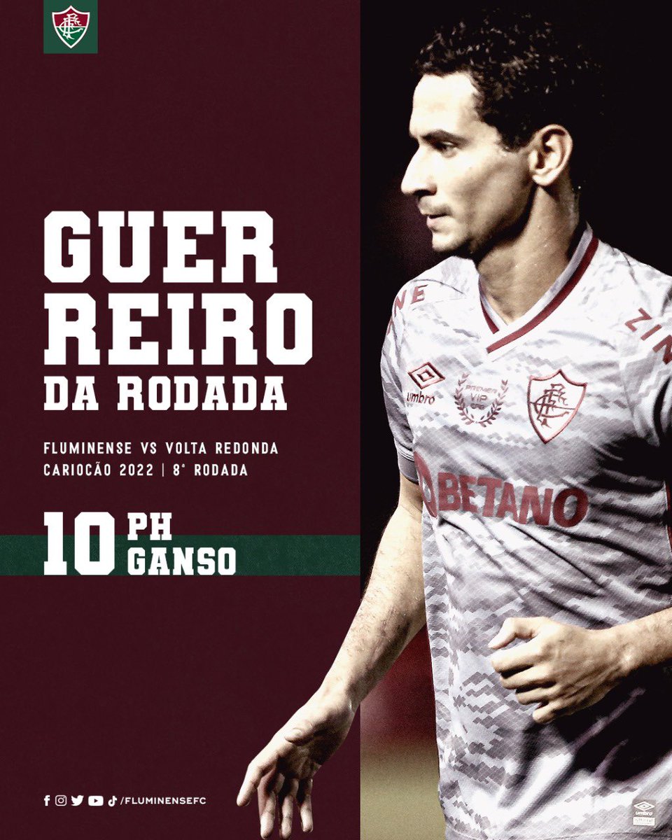 FluminenseFC's tweet photo. BOA, MEU 1️⃣0️⃣! Com 74% dos votos, o meia @phganso foi eleito o #GuerreiroDaRodada da partida contra o Volta Redonda! Parabéns! https://t.co/1M1MdcUPlq