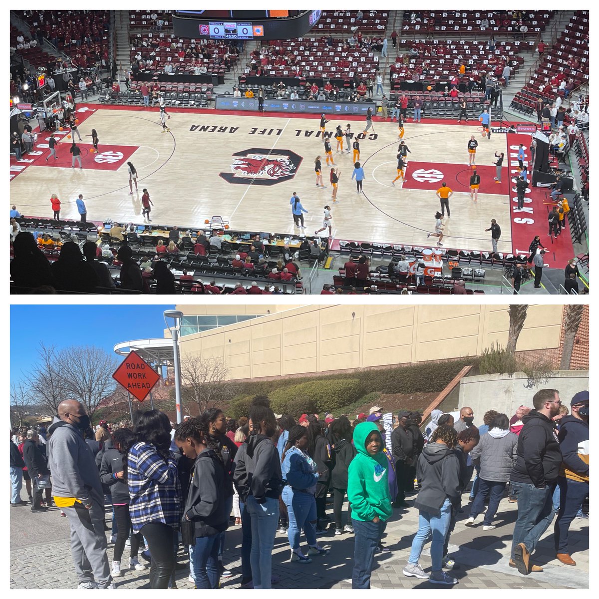 We’re outside today!!! Williams Middle, Wilson JV and Varsity girls basketball teams checking out  the sold out USC vs Tennessee match up! 🐯🏀💜