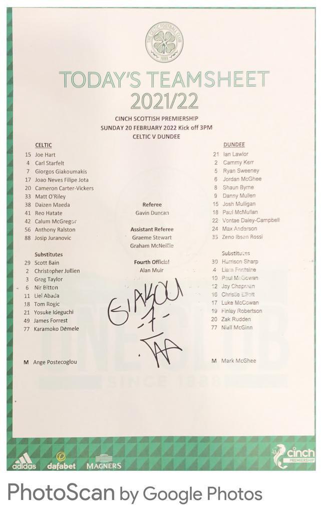 ⭐️Giakoumakis was your #CELDUN MOTM and he signed this teamsheet. Celts, for your chance to win this prize.  

✅ Follow @Dafabet 
🔁 Retweet this post. 
💻 Comment #DafabetMOTM. 

🔞+ ONLY 
⏳Winner by 22/2/22.

#CelticFC | #Dafabet | #COYBIG 🍀