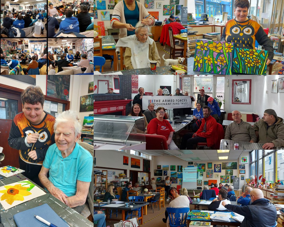 DaniVCGallery's tweet photo. During the last week we have enjoyed a Veterans breakfast, Dementia Awareness training, Art sessions, our Veterans Choir and also helping out our friends with teaching and hair cuts. Just another week at @TheVCGallery 
#tacklingloneliness @CovenantTrust @LandskerRoutes https://t.co/BoKC0pTBhx