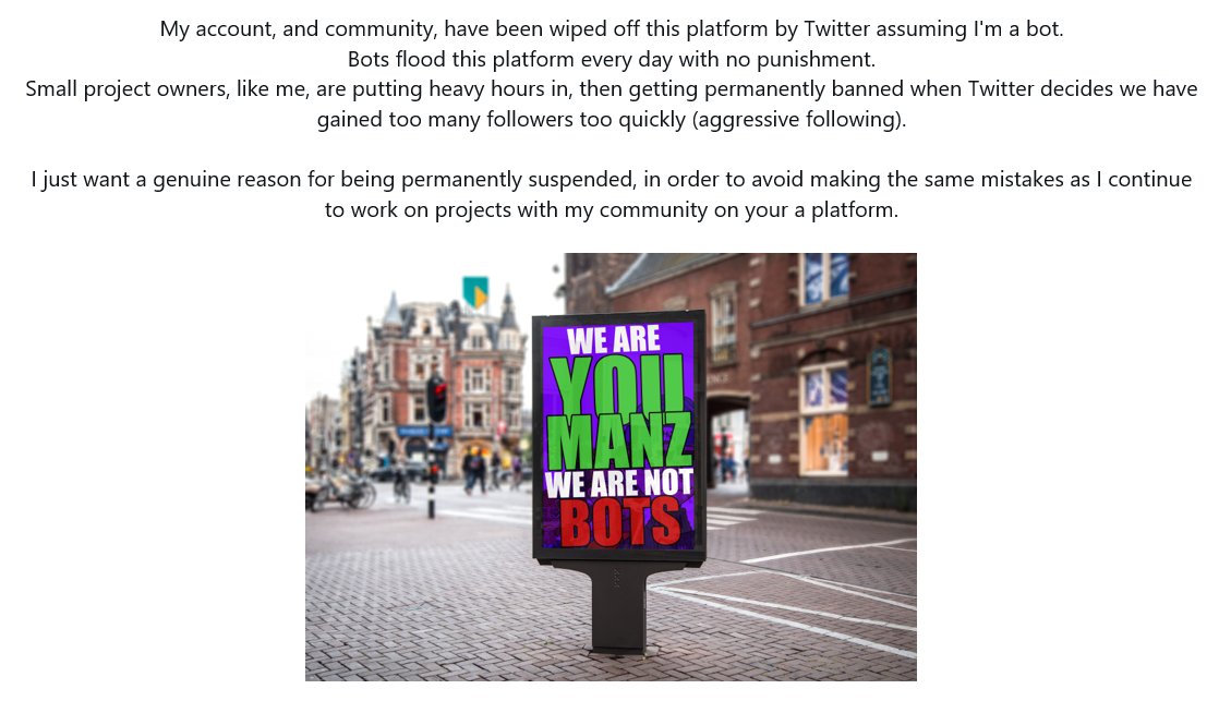 H4ZEnft's tweet image. APPEAL FOR HELP &amp;lt;3 
@y0umanz has been permanently banned.

Please Tag @twitter in this Post and Retweet 
to raise awareness for UNFARE bans.

ALL HELP APPRECIATED 
Share The Love 
@robgtcom @LazyDogPromos @KirbyMiningCo @Themintstage @_nftcentral @TheNFTDAO 
⬇️⬇️⬇️⬇️⬇️⬇️⬇️⬇️