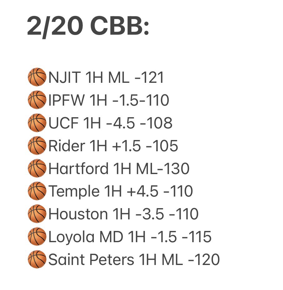 CBB:

Today’s plays listed below. All 1U, more adds coming throughout the day as well

100$ to one person who RETWEETS + LIKES this tweet if we don’t profit 👀🔥

LETS GET IT👊🏼💰
