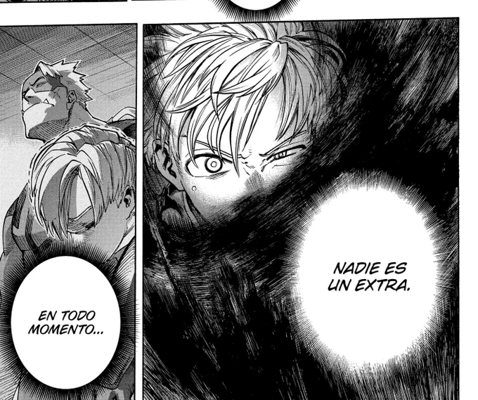Ah, I like the Spanish a bit better bc they used "main character/protagonist" so it goes back to the wording of Monoma's story in JT arc. 