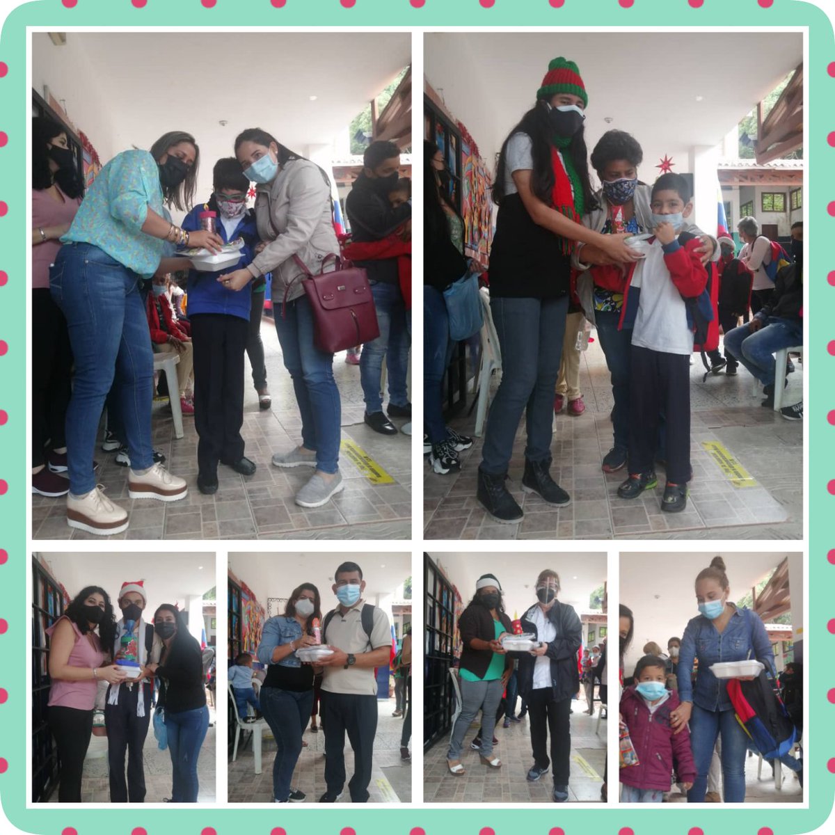 Celebración de la navidad entrega de recuerdo y plato navideño