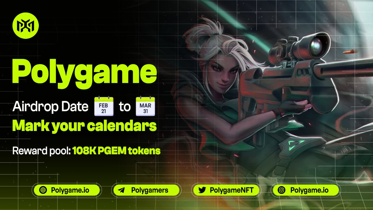 🕵🏻‍♂️ New #Airdrop: PolygameNFT
💸 Reward: 10 PGEM
 Rating: ⭐️⭐️⭐️ 3/3stars

Airdrop Link: t.me/PolygameAirdro…

-Complete all tasks of the airdrop
-Submit your Polygon wallet address
-Airdrop For first 10,000 participants

<a href="/PolygameNFT/">Polygame</a> #Airdrops #AirdropAnalytic #BSC