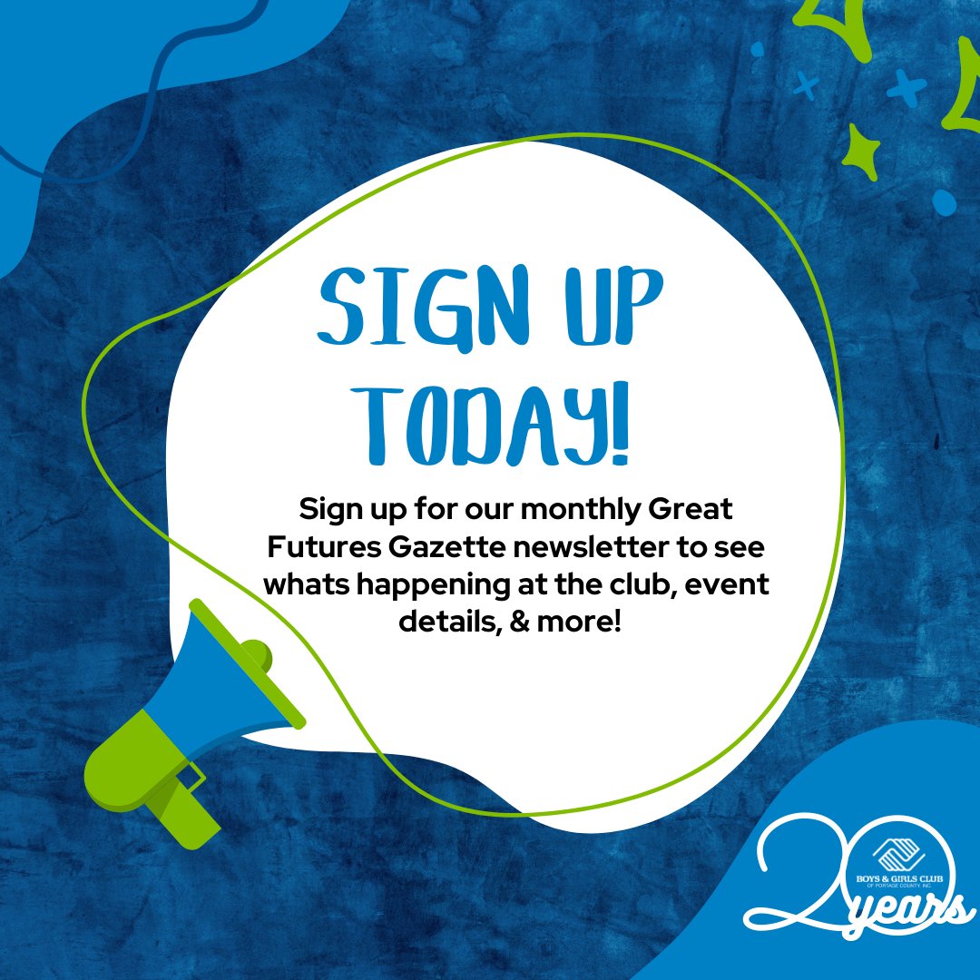 Our "Great Futures Gazette" E-newsletter for February is getting sent out soon! 

If you want to catch up with what's happening at the Club, event details, and more, sign up below before it's too late to catch February's edition! 
bgclubpc.org/join-our-newsl…