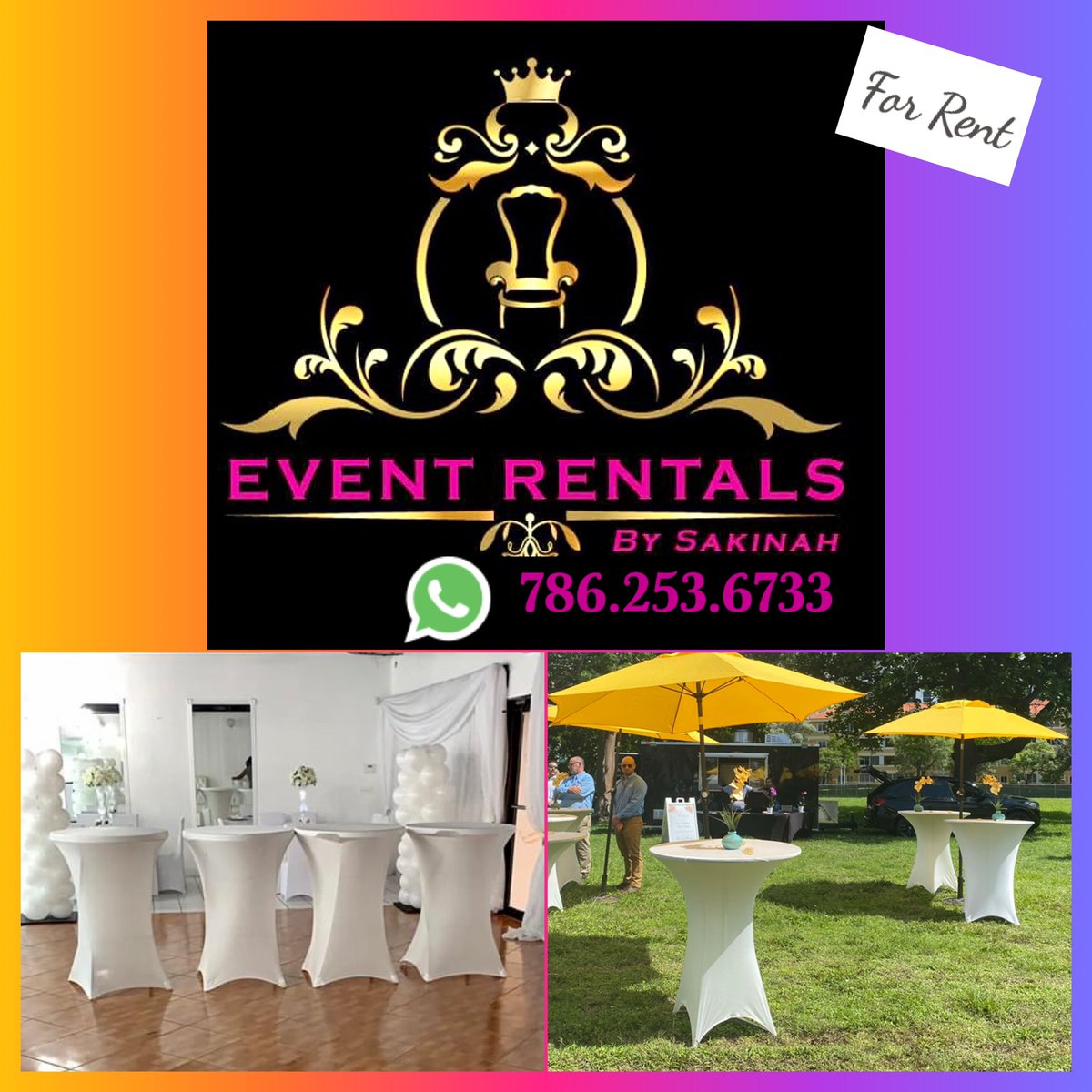 Daequan2018's tweet photo. Call to reserve these cocktail tables for your next event.
$10 each All day rental
☎️786.253.6733 https://t.co/m3b3d1MULJ