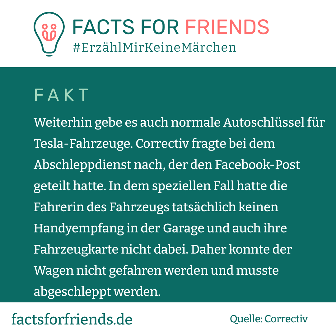 IRREFÜHREND: Ohne Empfang und WLAN kann ein Tesla nicht mit dem Handy gestartet werden #ErzählMirKeineMärchen

➡️Mehr kurze und verständliche Faktenchecks auf: factsforfriends.de