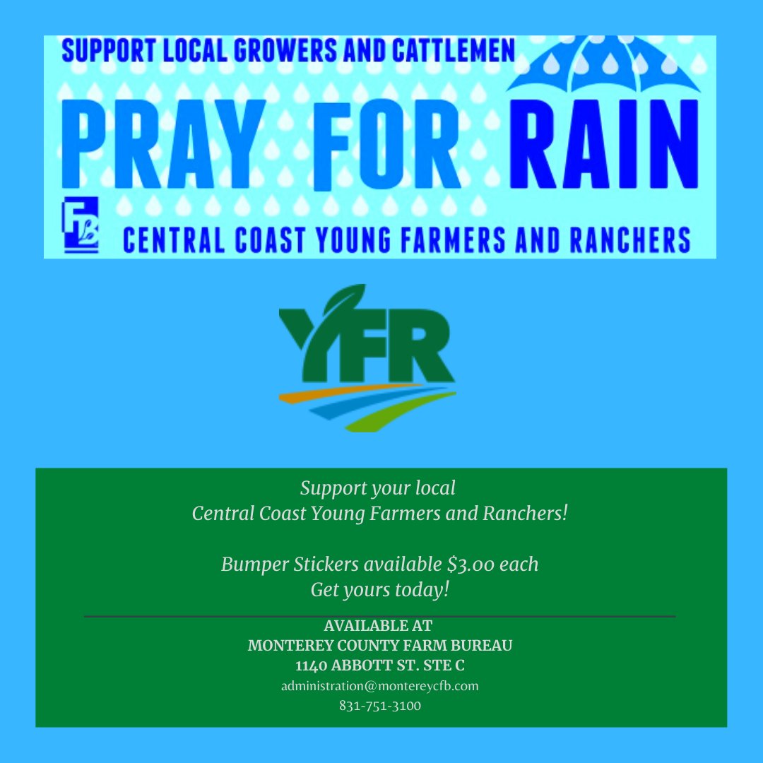MontereyCFB's tweet image. Support your local Central Coast Young Farmers and Ranchers with a purchase of these awesome and timely bumper stickers! Buy one for each vehicle in your company fleet! #ccyfr #montereycfb #cfbf #montereycounty #sanbenitocounty #annualcrabfeed #scholarships #stillfarming