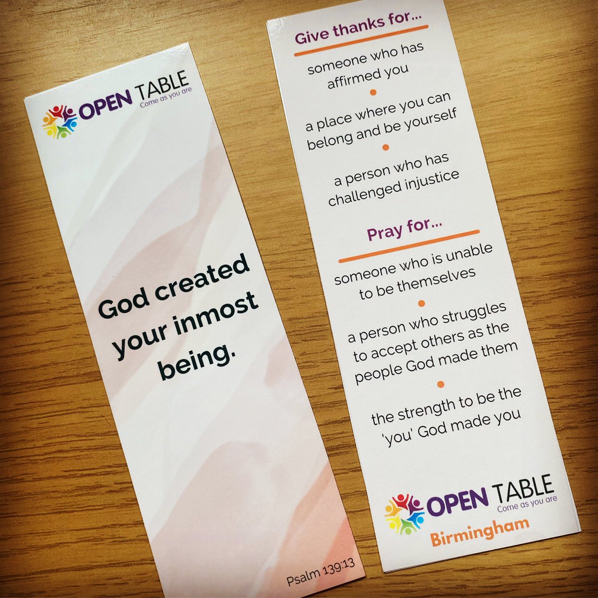 GaryHop's tweet image. We gave out these bookmarks to support our prayers. Feel free to use these prompts in your own prayers @OpenTableBrum @opentablelgbt @NewChurchBrum @wgurc #lgbtq🌈 #lgbtqchristian #christian #prayer