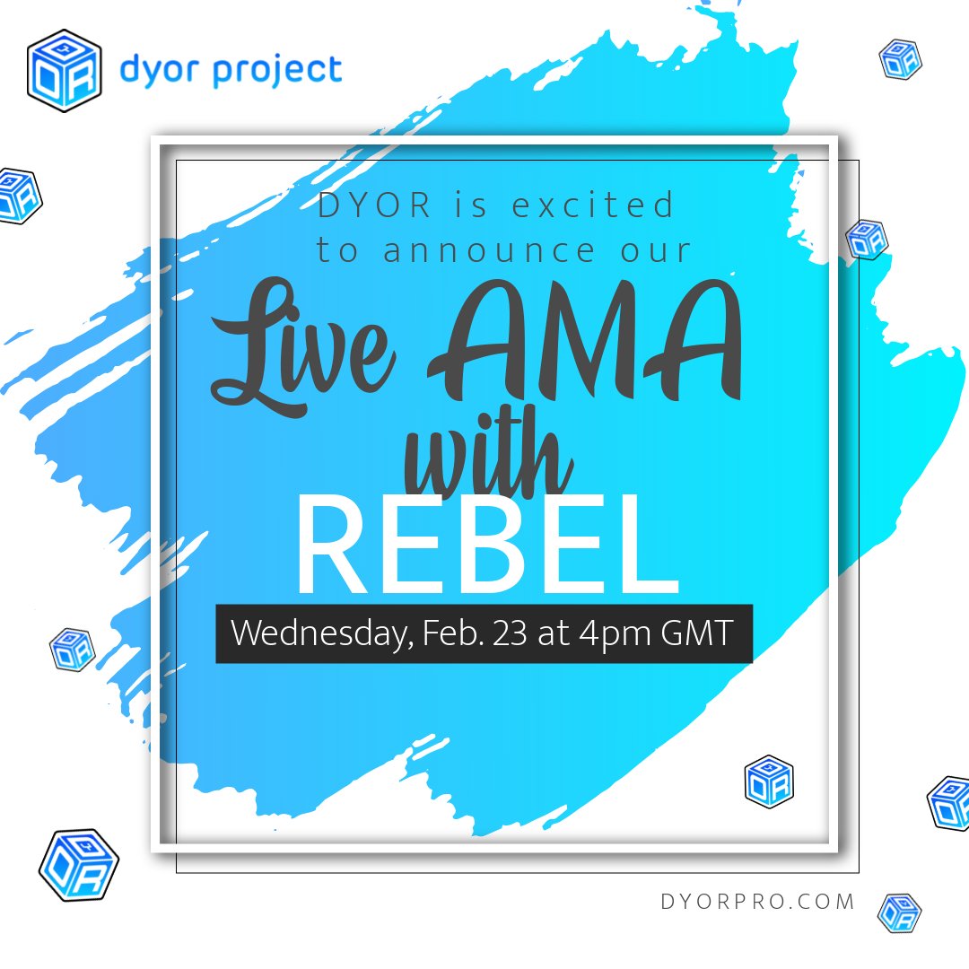 DYORToken_BSC's tweet photo. ๐ฅ๐ฅ Upcoming AMA with REBEL TRADERS!! ๐ฅ๐ฅ
๐ Wednesday, Feb. 23rd at 22:00 GMT or 5pm EST/4pm CST๐
๐ฅ๐ฅ๐ฅLet's show @rebel_traders how great the #DYORFAMILY is!!๐ฅ๐ฅ๐ฅ
#dyor #DYORToken #DYORProject #crypto #cryptocurrency #btc #bsc #binance
@DYOR_jetrich @Striking_Balls https://t.co/94e2l8wZPi