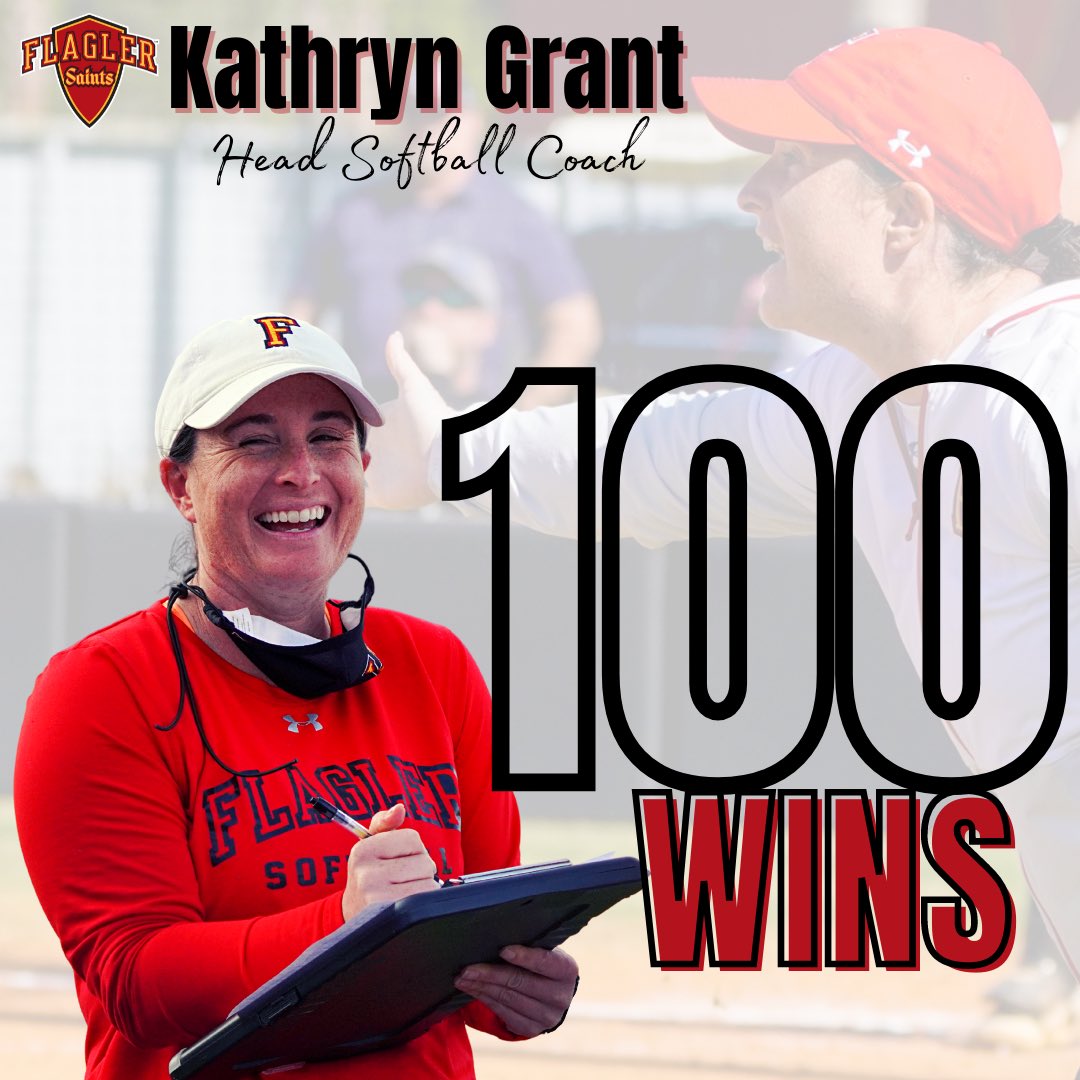 Flagler Athletics (@flaglersports) on Twitter photo 𝑪𝒐𝒏𝒈𝒓𝒂𝒕𝒖𝒍𝒂𝒕𝒊𝒐𝒏𝒔 to Head <a href="/FlaglerSoftball/">Flagler Softball</a> Coach Kathryn Grant on winning her 100th game yesterday in the 6-5 win over Coker‼️🥎
#GoSaints 𝑪𝒐𝒏𝒈𝒓𝒂𝒕𝒖𝒍𝒂𝒕𝒊𝒐𝒏𝒔 to Head <a href="/FlaglerSoftball/">Flagler Softball</a> Coach Kathryn Grant on winning her 100th game yesterday in the 6-5 win over Coker‼️🥎
#GoSaints