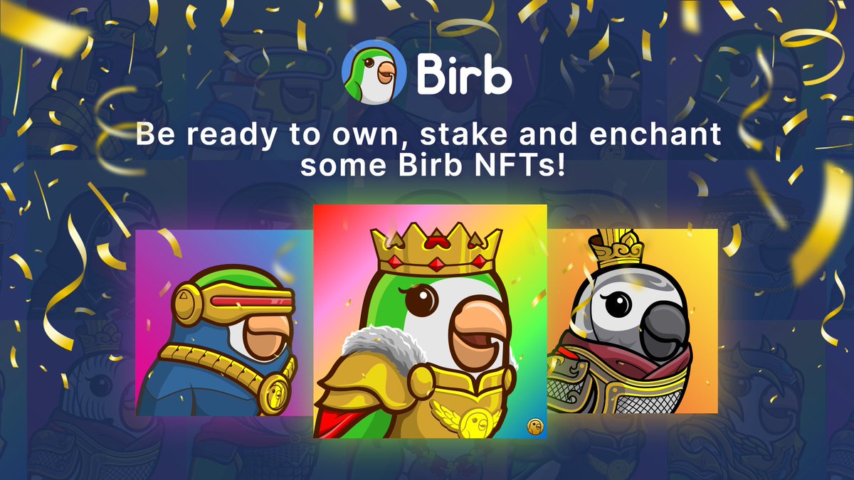 BirbDefi's tweet photo. $BIRB NFT LAUNCH COUNTDOWN!🦜

February 23 at 4PM UTC

Countdown:
https://t.co/Rkiyhmj1c4

6 lucky #NFT will get BIG bonuses.

1) PuffedBirb NFT = 50,000 $BIRB &amp; Hand Painted  artwork!
2) 5 NFTs with gold coin get 25,000 $BIRB.

Get $BNB &amp; $BIRB staking rewards with each NFT. https://t.co/HRbFrOBRUt
