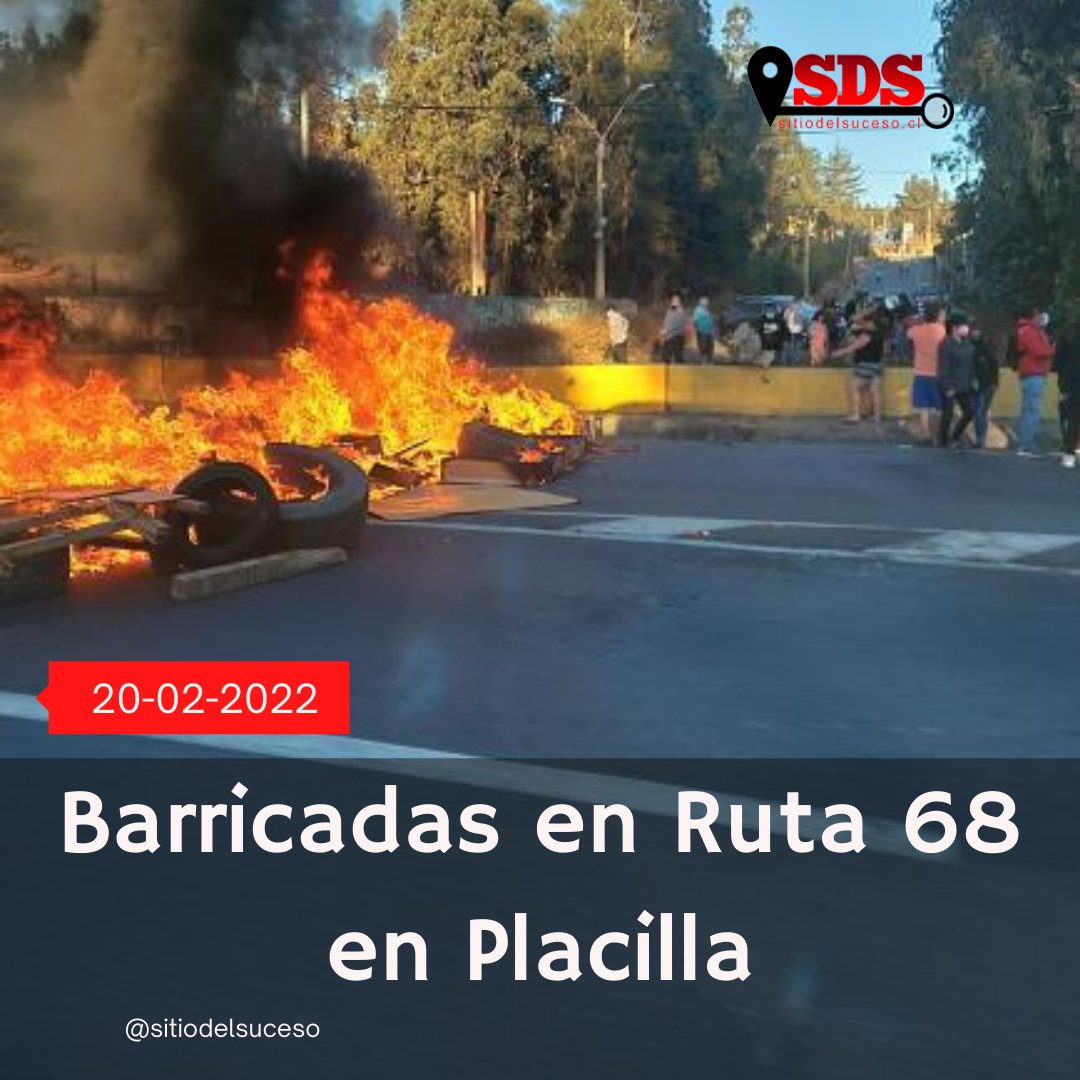 sitiodelsuceso's tweet photo. AHORA: Barricadas en Ruta 68, sector Placilla, en dirección a Valparaíso. https://t.co/LIqu7Yk6OU