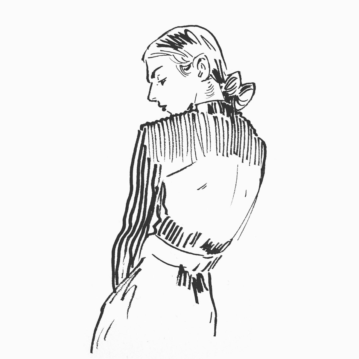 adamvanwinden's tweet photo. In thought. Sketch from random photo ref. Fountain pen with fude nib https://t.co/uvTgO5y8wD