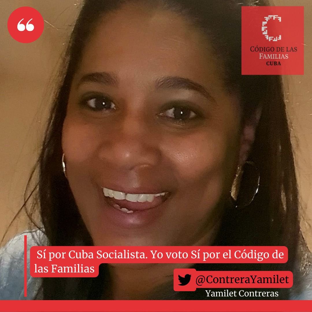 Cubanos residentes en #España muestran su apoyo al #CódigoDeLasFamilias e invitan a participar en el audiochat de este miércoles a las 9:00PM (🇨🇺)

🔗 x.com/i/spaces/1ZkKz…

<a href="/ContreraYamilet/">Yamilet Contrera</a> lo tiene claro:

 “Yo voto sí por el Código de las Familias”. 

#CubaViveEnLasFamilias