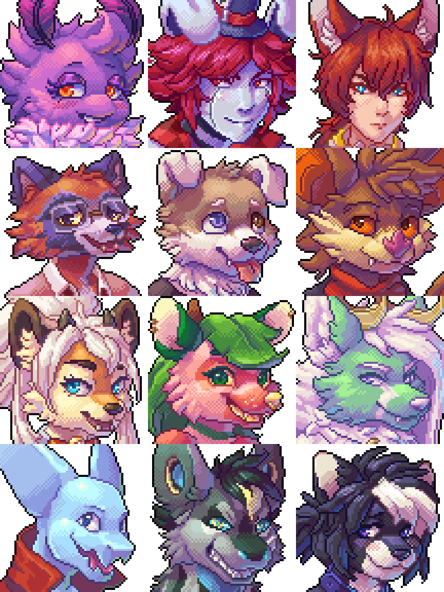 A look at a few of my favorite pixel portrait commissions done since my last announcement!😊