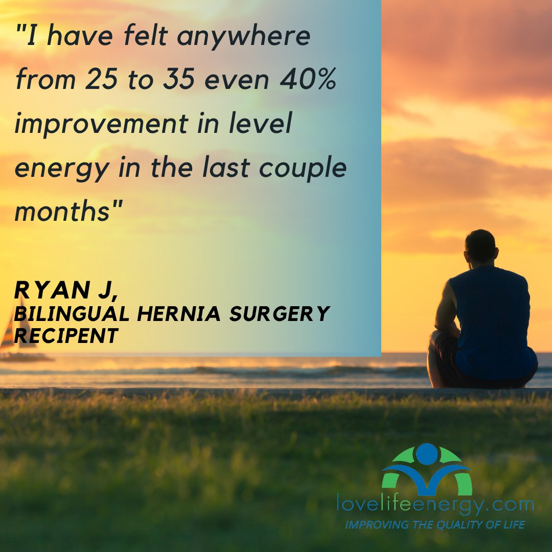 LoveLifeEnergy's tweet photo. “I have felt anywhere from 25% to 35% even 40% improvement in level energy in the last couple months."
- Ryan J., Bilingual Hernia Surgery Recipient.

#LoveLifeEnergy
#antiinflammatorisk 
#antiinflammatorylifestyle
#arthritis 
#backpain 
#backpainrelief 
#betterhealth https://t.co/6y2mdFALwR