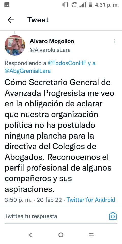 AlexisFRamosP's tweet photo. #20Febr Exigimos respeto al gremio de abogados del Edo Lara, hoy transitamos por el camino de la Legalidad, no vamos a caer en trampa cazabobo. @laprensalara @elimpulsocom @ElInformadorVE https://t.co/U9AQbcfA7r