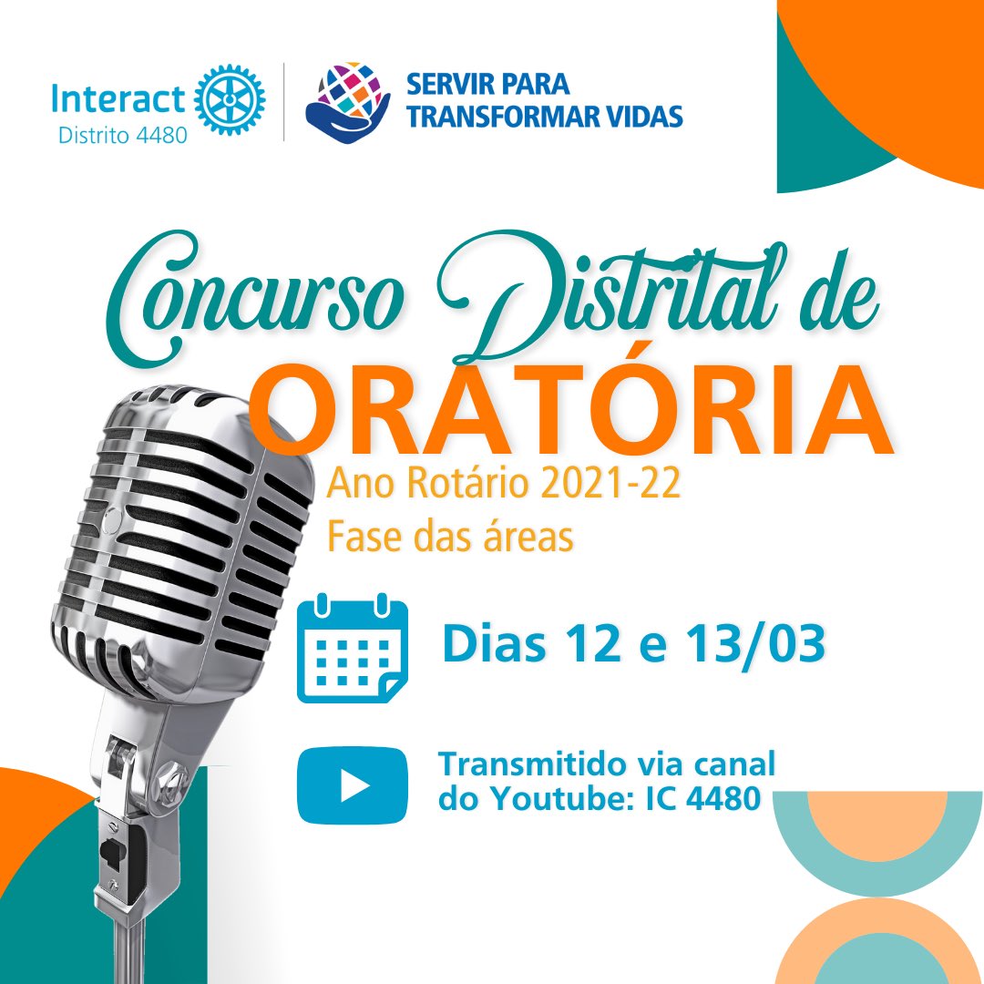 interact4480's tweet image. BOA NOITE, 4480!

É com muita alegria que anunciamos que ele, o maior que temos, está chegando!

Sim! Ele mesmo. O Concurso Distrital de Oratória 2021-22 vai começar!! Já anota na sua agenda: dias 12 e 13/03, você tem um compromisso marcado conosco!

#ServirParaTransformarVidas
