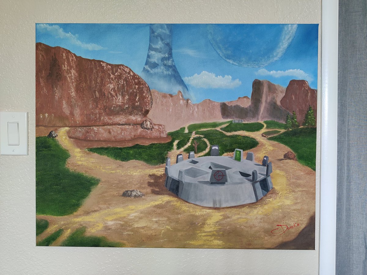 HappyPaintings1's tweet photo. #Halo Blood Gulch art commission. It has been a challenge and a pleasure working on this 24x30 gallery wrapped canvas. #artcommissions #HaloFanArt https://t.co/GdgO2Jlbnu