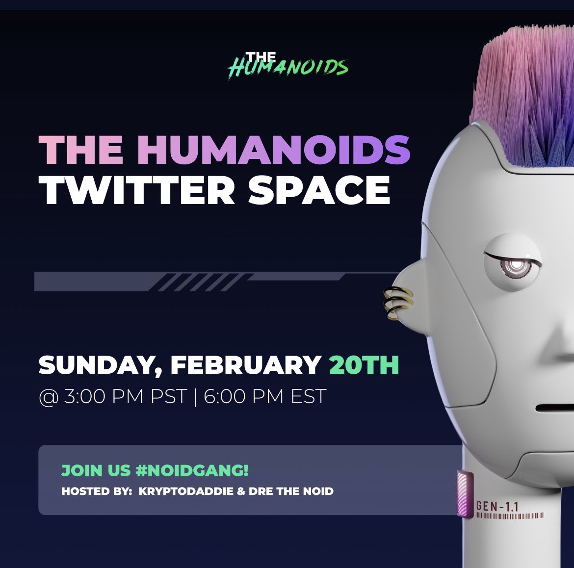 come chill w/ @TheHumanoidsNFT #NFT #NFTcommunity #spaceshost  🤖🚀

x.com/i/spaces/1gqGv…