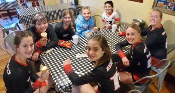 Bravo 12 Black finished the weekend 4-1, only dropping two sets while playing up in the 13’s division. The future is bright for these girls! Enjoying some well-deserved ice cream…