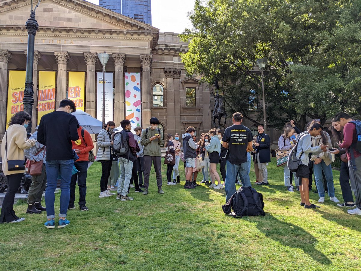 DrVanessaWong's tweet photo. We couldn't run our annual O' camp this year, but we were still able to welcome our new @Monash_Science Advanced Research students with an #urbanquest through the CBD https://t.co/bdeqXavFeE