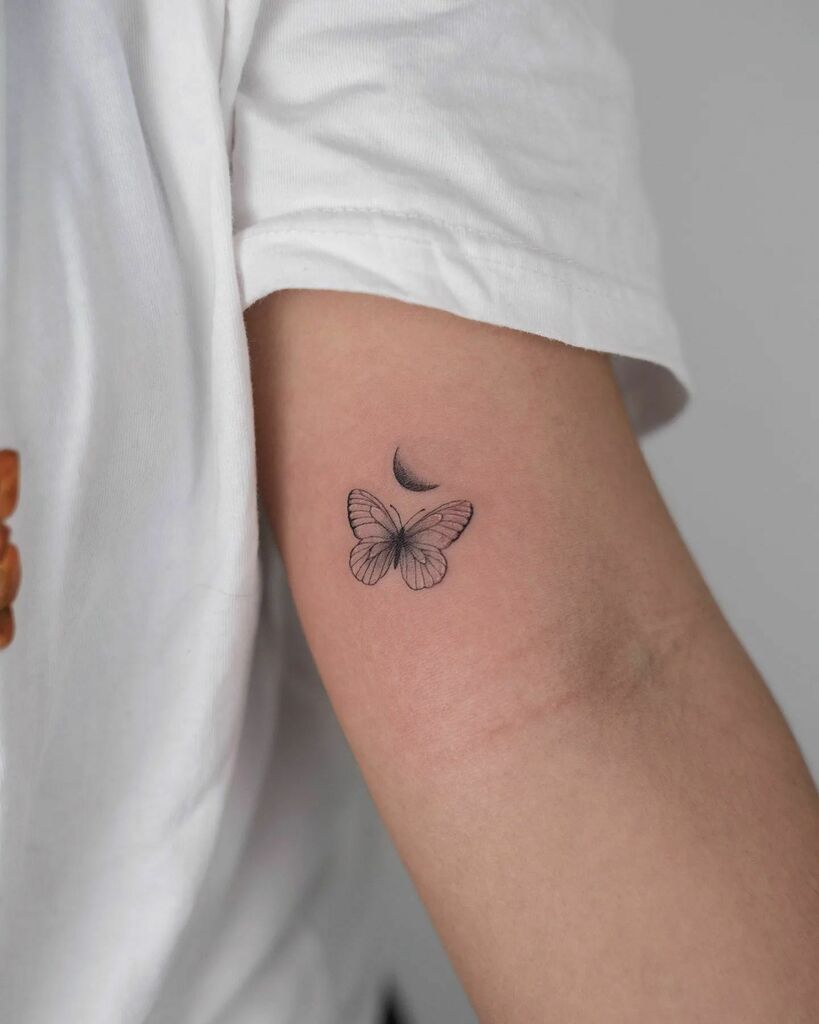 Tattoo tagged with butterfly flower moon portrait  inkedappcom