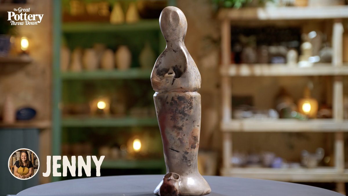 PotteryThrow's tweet photo. Jenny's smooth and well-burnished 'Mother Me' sculpture showed the complexities of parenthood. #potterythrowdown https://t.co/S4yglM1gb5