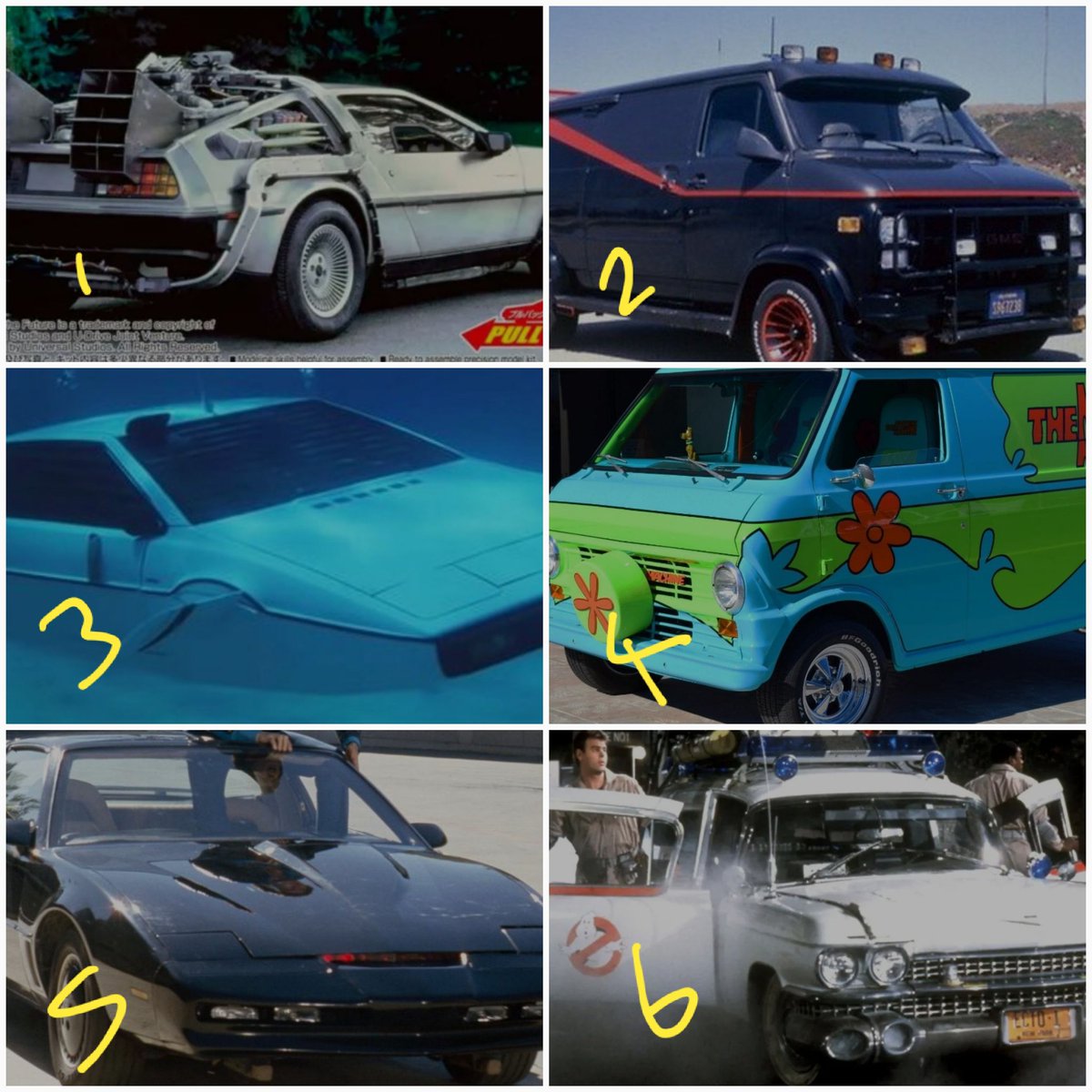 What's the most iconic car here 1,2,3,4,5 or 6?
