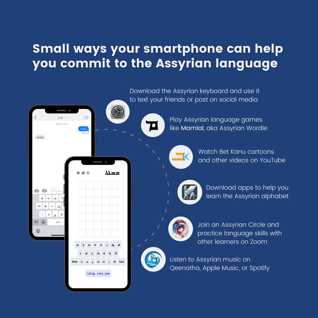 AssyrianPolicy's tweet photo. Tomorrow is Mother Language Day, which promotes linguistic diversity. A mother tongue is a native language or the language of our ethnic roots. More and more, Assyrians globally are using tech to document and practice their native language—from smartphone apps to web tools. https://t.co/mw6xktkS2H