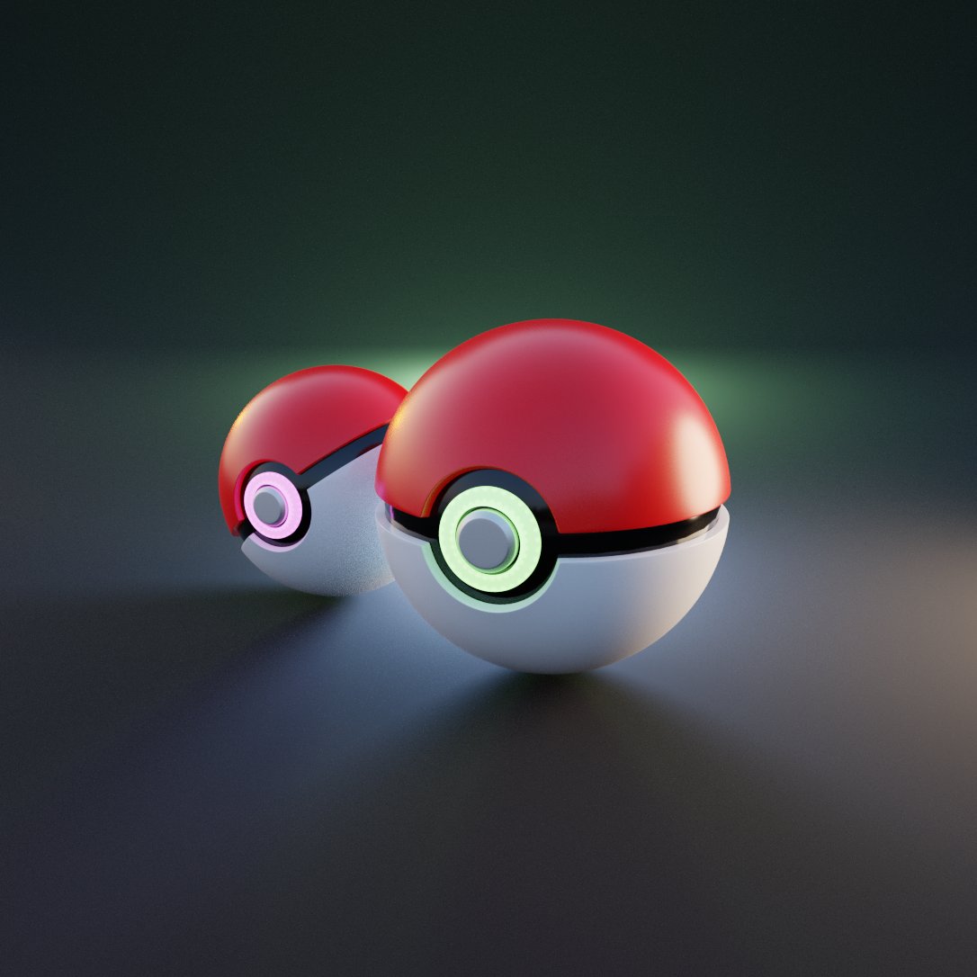 Pokeball render, following tutorial by <a href="/polygonrunway/">polygonrunway</a> ✨✨ #b3d #render #3d