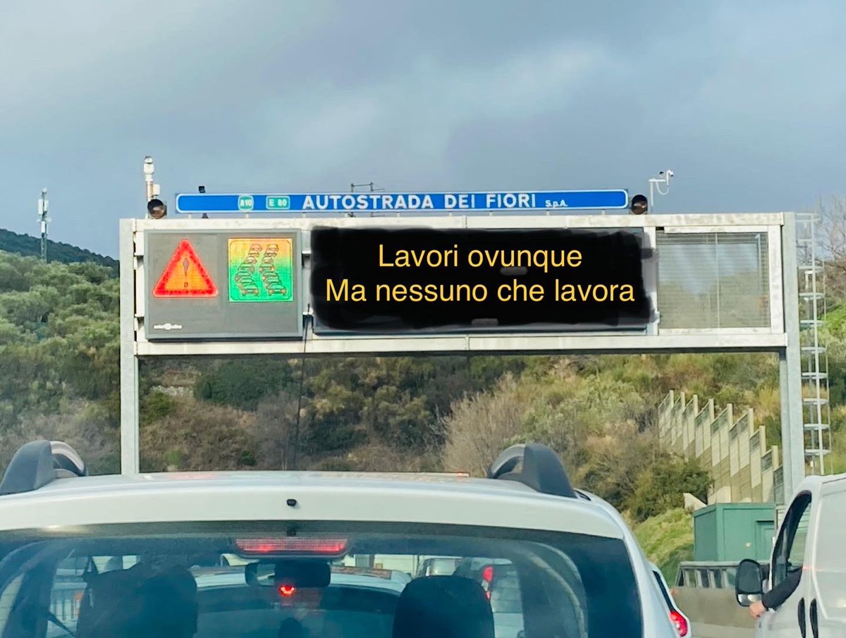 Highway in Liguria. 4 years of work. Still 4h to drive through 88km from Albenga and masone. 12 times back to 1 line (instead of 3), of which 3 with cars coming from the other way. Km of queues (in a normal weekend)….. SHAME SHAME.