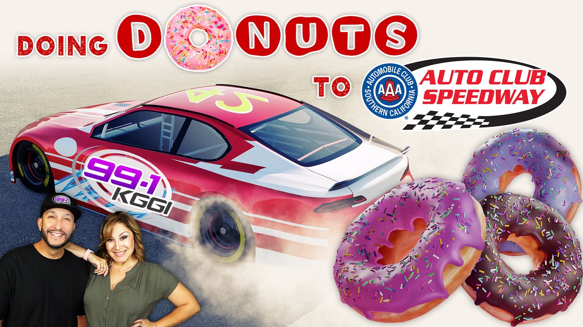 991KGGI's tweet photo. .@therealODM &amp; @EvelynErives are having some hole-some fun and #DoingDonuts to @AutoClubSpdwy! Register at https://t.co/1nYmvZzdAm for your chance to come in studio on 2/25 with #ODMandEVELYN to participate in a donut themed competition! Winner will score tix to the #AutoClub400! https://t.co/AtwskrlJBz