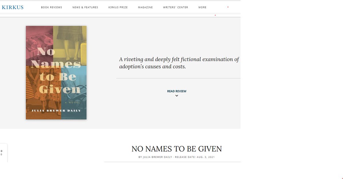 JBDailyAuthor's tweet photo. What a great review for "No Names to Be Given" from Kirkus! Described as riveting? I'll take it! #writingcommunity #author #authorsofinstagram #2021debuts #WF_Writers #adoption #LoneStarLIt #_bookclub #yournextread #kirkus https://t.co/VF3l5Ljs2f